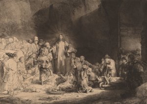 Christus predigt (Hundert-Gulden-Druck), ca. 1649 von Rembrandt van Rijn