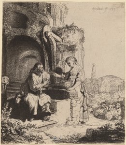 Christus und die Frau von Samaria unter Ruinen