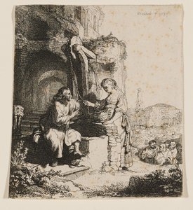Christus und die Frau von Samaria: Unter Ruinen von Rembrandt van Rijn