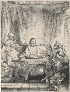 Christus in Emmaus: die größere Platte von Rembrandt van Rijn