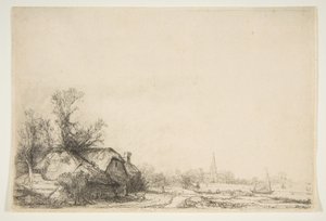 Hütte neben einem Kanal mit Blick auf Ouderkerk, ca. 1641
