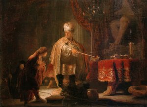 Daniel und Cyrus vor dem Götzenbild des Bel