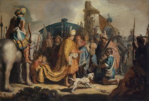 David mit dem Kopf von Goliath vor Saul
