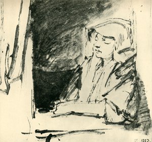 Mädchen schläft am Fenster, um 1655 von Rembrandt van Rijn