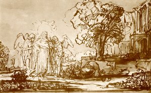Gott der Vater erscheint Abraham von Rembrandt van Rijn