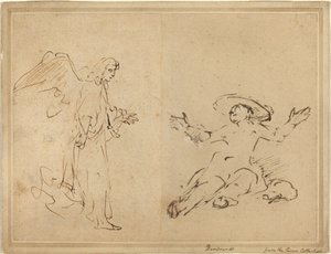 Hagar am Brunnen sitzend von Rembrandt van Rijn