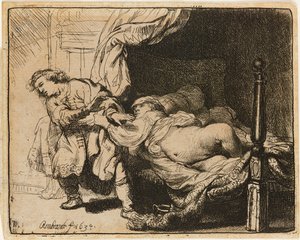 Joseph und Potiphars Frau [Gen. 39: 7-12], 1634 von Rembrandt van Rijn