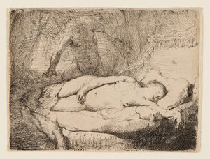 Jupiter und Antiope: Kleinere Platte von Rembrandt van Rijn