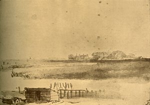 Landschaftszeichnung, um 1630 von Rembrandt van Rijn