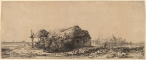 Landschaft mit einem Cottage und Heuscheune: Querformat
