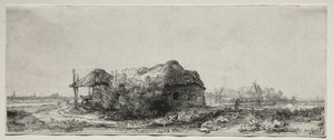 Landschaft mit einem Cottage und Heuscheune: Querformat, 1641