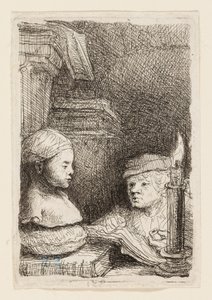Mann, der von einer Gipsfigur zeichnet von Rembrandt van Rijn