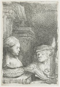 Mann, der von einer Gipsfigur zeichnet von Rembrandt van Rijn