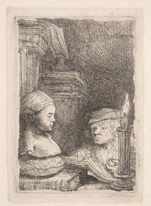 Mann, der von einer Gipsfigur zeichnet von Rembrandt van Rijn