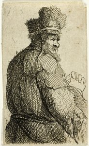 Alter Mann von hinten gesehen, Profil rechts: Halbfigur von Rembrandt van Rijn