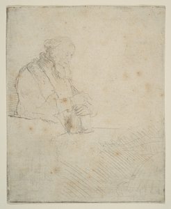 Alter Mann in Meditation, auf ein Buch gelehnt, ca. 1645 von Rembrandt van Rijn