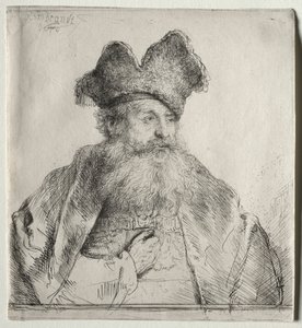 Alter Mann mit geteilter Pelzmütze von Rembrandt van Rijn