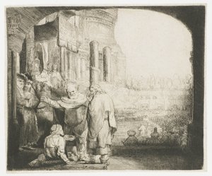 Petrus und Johannes heilen den Gelähmten am Tempeltor von Rembrandt van Rijn