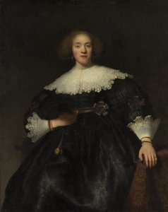 Porträt einer jungen Frau mit einem Fächer von Rembrandt van Rijn