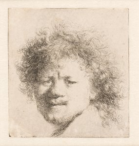Rembrandt mit langem buschigem Haar: nur Kopf von Rembrandt van Rijn
