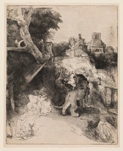 St. Hieronymus liest in einer italienischen Landschaft von Rembrandt van Rijn