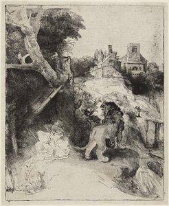Der heilige Hieronymus in einer italienischen Landschaft von Rembrandt van Rijn
