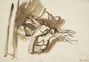 Saskia schläft im Bett von Rembrandt van Rijn