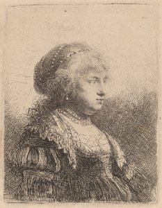 Saskia mit Perlen im Haar, 1634 von Rembrandt van Rijn