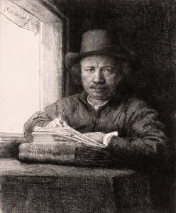Selbstporträt beim Zeichnen am Fenster von Rembrandt van Rijn von Rembrandt van Rijn