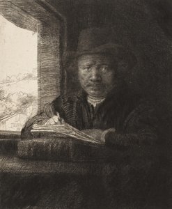 Selbstporträt Radierung am Fenster, 1648 von Rembrandt van Rijn