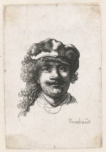 Selbstporträt mit weicher Mütze (Detail) von Rembrandt van Rijn