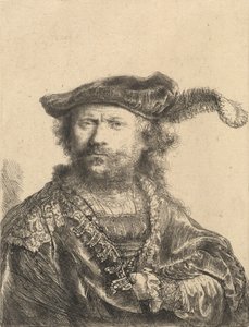 Selbstporträt in einer Samtkappe mit Feder, 1638
