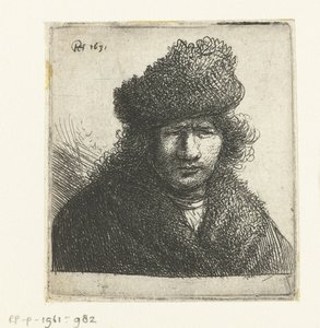 Selbstporträt mit schräger Pelzmütze: Büste von Rembrandt van Rijn