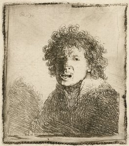 Selbstporträt mit offenem Mund, als ob er schreit: Büste, 1630