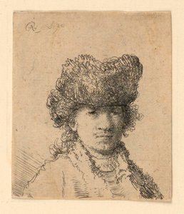 Selbstporträt mit Pelzmütze: Büste von Rembrandt van Rijn