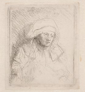 Kranke Frau mit großem weißen Kopfschmuck (Saskia) von Rembrandt van Rijn