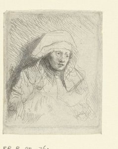 Kranke Frau mit großem weißen Kopfschmuck (Saskia) von Rembrandt van Rijn
