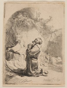 Der heilige Hieronymus beim Gebet: Bogenförmig von Rembrandt van Rijn