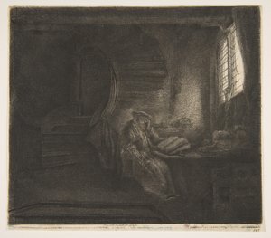 Heiliger Hieronymus in einer dunklen Kammer, 1642