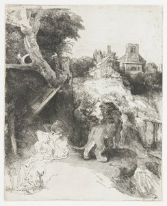 Der heilige Hieronymus liest in einer italienischen Landschaft