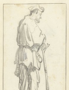 Stehender Mann mit Stock, nach rechts gewandt von Rembrandt van Rijn