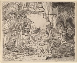 Die Anbetung der Hirten: mit der Lampe von Rembrandt van Rijn