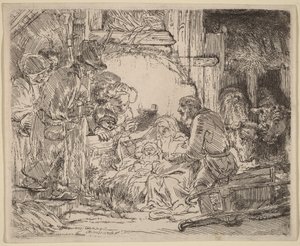 Die Anbetung der Hirten: mit der Lampe von Rembrandt van Rijn