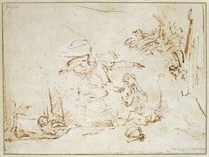 Der Engel erscheint Hagar und Ismael in der Wüste