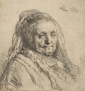 Die Mutter des Künstlers: Kopf und Büste, Dreiviertel rechts, 1628 von Rembrandt van Rijn