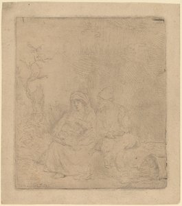 Die Rast auf der Flucht: Leicht radiert, 1645 von Rembrandt van Rijn