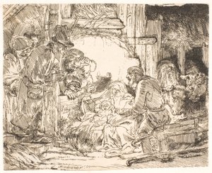 Die Anbetung der Hirten (mit der Lampe) von Rembrandt van Rijn