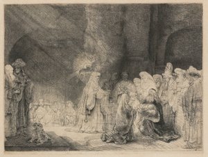 Darstellung im Tempel: länglicher Druck von Rembrandt van Rijn