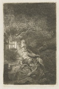 Die Rast auf der Flucht nach Ägypten: ein Nachtstück von Rembrandt van Rijn