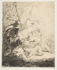 Die kleine Löwenjagd mit zwei Löwen, ca. 1632
